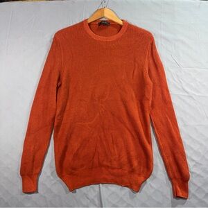 Loro Piana Sweater Mens XL Orange 100% Cashmere Crewneck Knit Pullover Italy